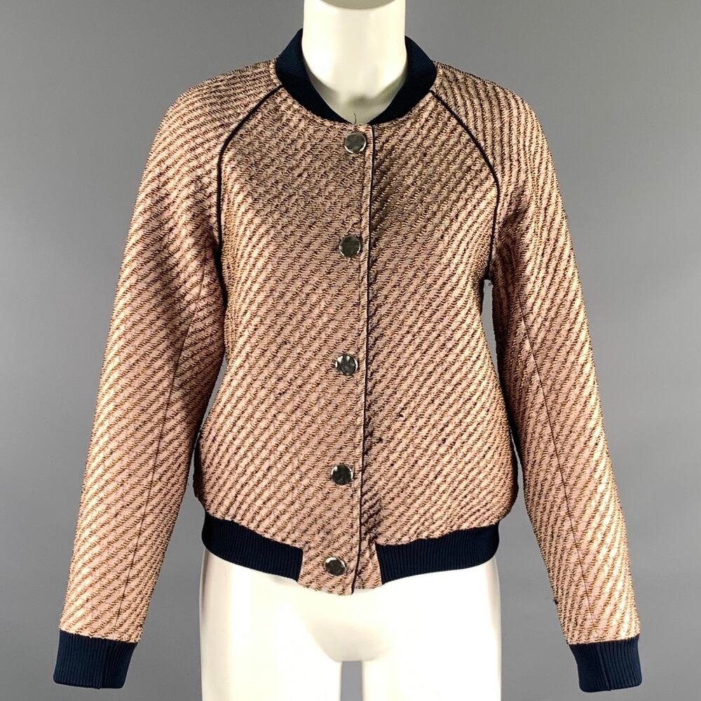 PHILLIP LIM Size 40 Pink Navy Polyester Blend Bomber Jacket